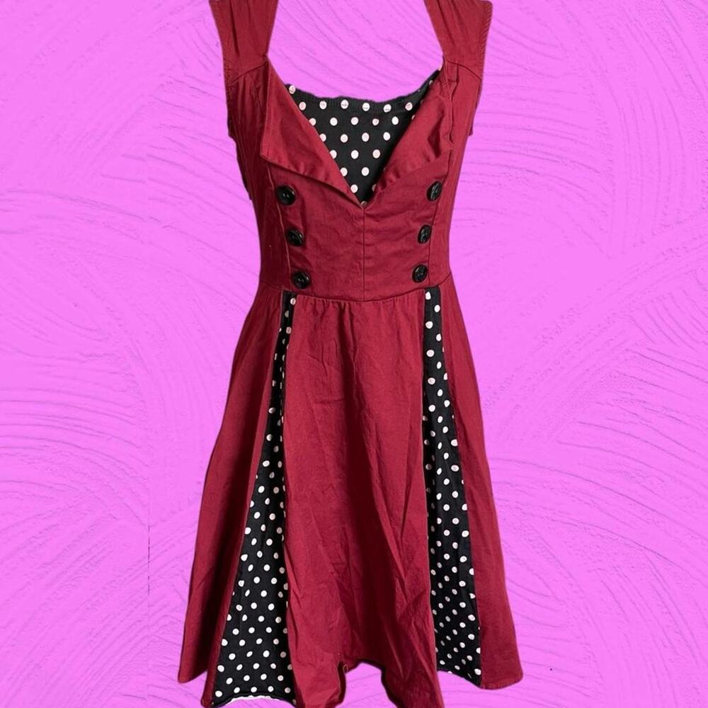 Burgundy fit and flare dress black